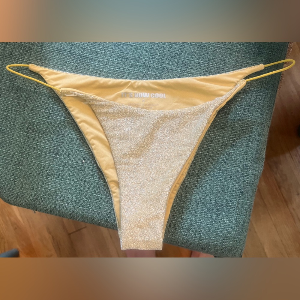 It’s now cool Women's Bikini Bottom - Glitter look gold Swimwear medium nwot